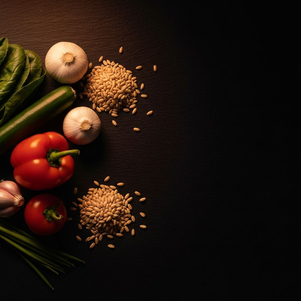 Fresh vegetables and whole grains representing nutritional balance
